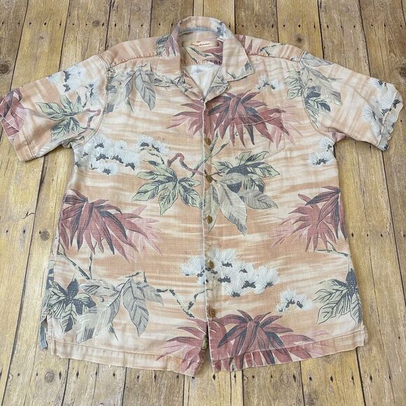 Tommy Bahama Silk Hawaiian Shirt Floral Mens Medium - Picture 1 of 12